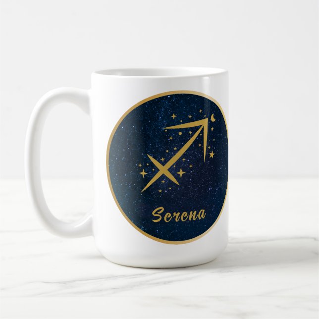 Personlig Sagittarius zodiac symbol guld stjärnor Kaffemugg (Vänster)