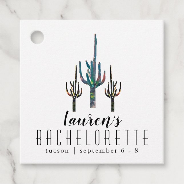 Personlig Saguaro Cactus Bachelorette Gåvor Etiketter (Framsida)