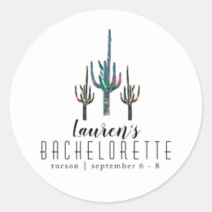 Personlig Saguaro Cactus Bachelorette Runt Klistermärke