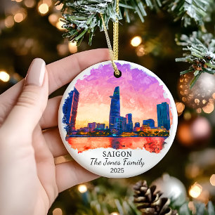 Personlig Saigon Ornament, Vietnam Gift Julgransprydnad Keramik