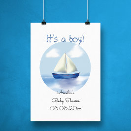 Personlig Sailboat Boys Baby Shower Fototryck
