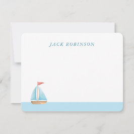 Personlig Sailboat Nautical Note Card Anteckningskort
