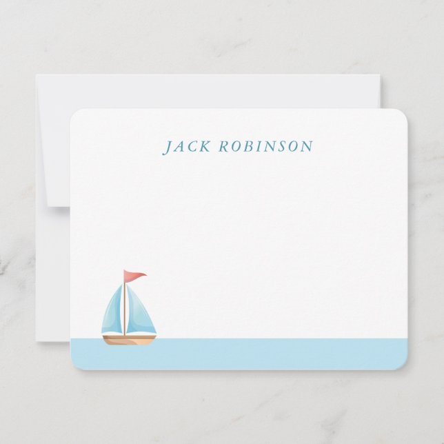 Personlig Sailboat Nautical Note Card Anteckningskort (Framsida)