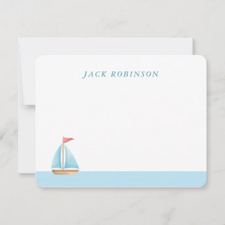 Personlig Sailboat Nautical Note Card Anteckningskort