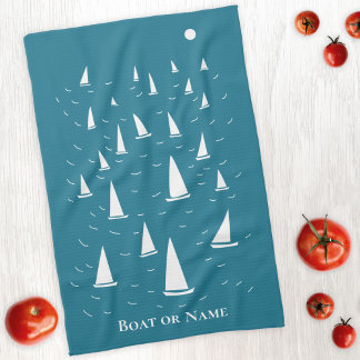 Personlig Sailing Boat Nautical Kökshandduk