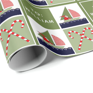 Personlig Sailing Sailboat Helgdag Gift Presentpapper