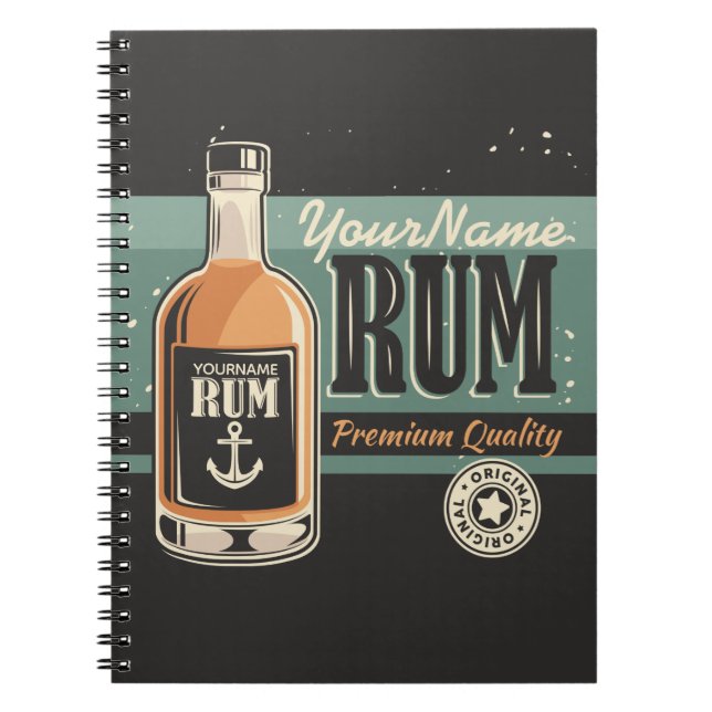 Personlig Sailor Rum Liquor Flaska Retro-tecken Anteckningsbok (Framsidan)