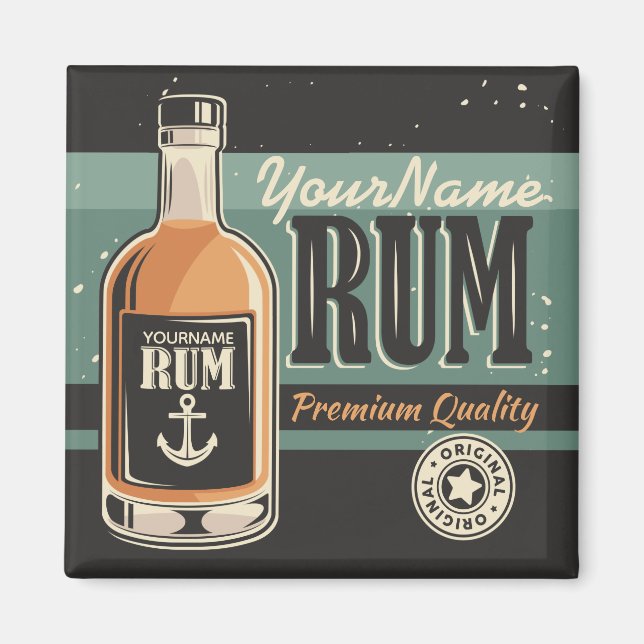Personlig Sailor Rum Liquor Flaska Retro-tecken Magnet (Framsidan)