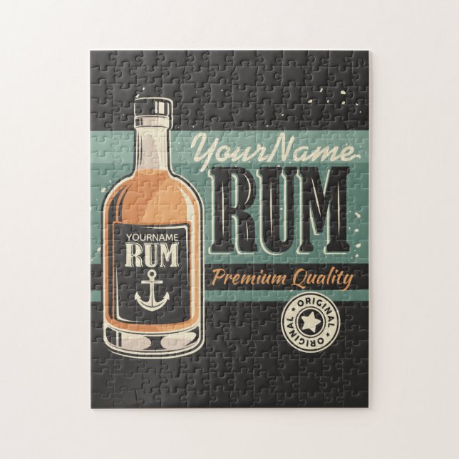 Personlig Sailor Rum Liquor Flaska Retro-tecken Pussel (Vertikal)