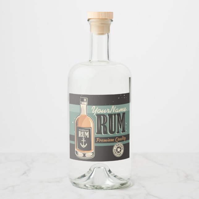 Personlig Sailor Rum Liquor Flaska Retro-tecken Spritflaskor Etikett (Framsida)