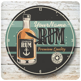 Personlig Sailor Rum Liquor Flaska Retro-tecken Stor Klocka