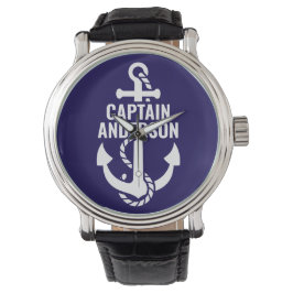 Personlig Sailorman Namn Anchor White Text Armbandsur