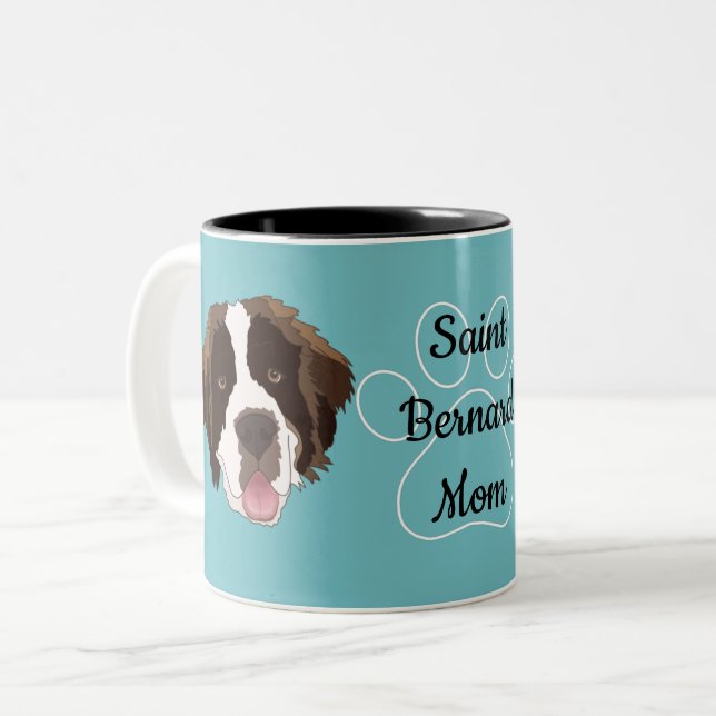 Personlig Saint Bernard Mamma/Pappa Två-Tonad Mugg (Framsida vänster)