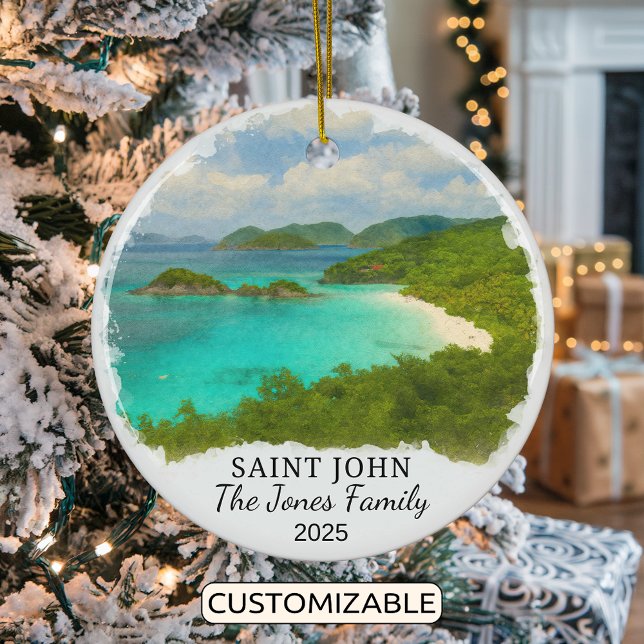 Personlig Saint John Ornament, Jungfruöarna Julgransprydnad Keramik (Skapare uppladdad)