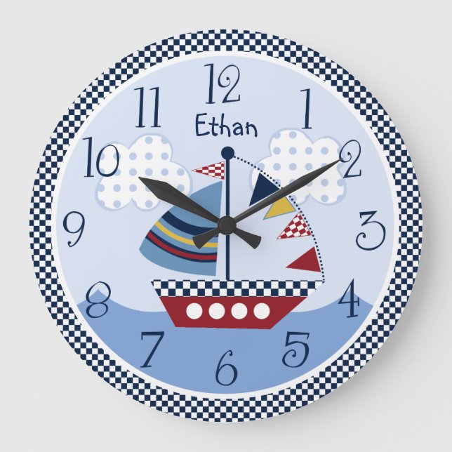 Personlig "Säljväg/Nautisk sjöfart/Båt Baby Clock Stor Klocka (Framsida)