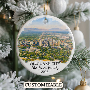 Personlig Salt Lake City-utsmyckning, anpassad Uta Julgransprydnad Keramik