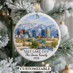 Personlig Salt Lake City-utsmyckning, anpassad Uta Julgransprydnad Keramik