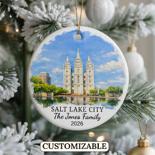 Personlig Salt Lake City-utsmyckning, Anpassad Uta Julgransprydnad Keramik