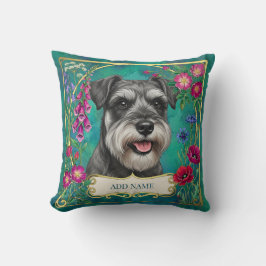 Personlig Salt & Peppar Schnauzer Teal Kudd Kudde