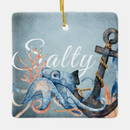 Personlig Salty Octopus, Anchor Beach-jul Julgransprydnad Keramik