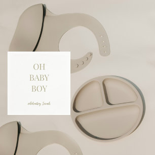 Personlig Salvia Grön Baby Pojke Shower Pappersservett