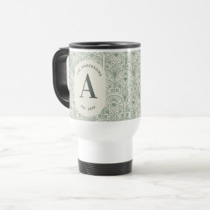 Personlig Salvia Grön Monogram Elegant Art Deco Resemugg