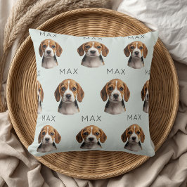 Personlig Salvia Hund Foto & Namn Mönster Kudde