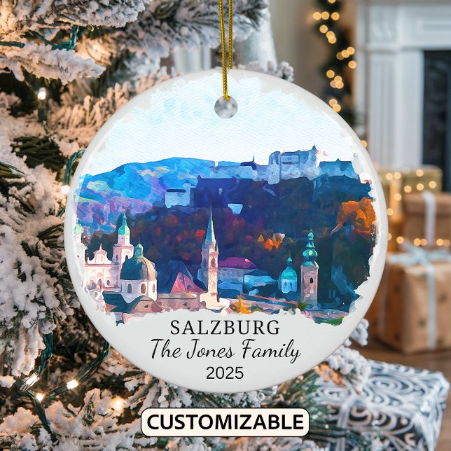 Personlig Salzburg Ornament, Österrike Gift Julgransprydnad Keramik (Skapare uppladdad)