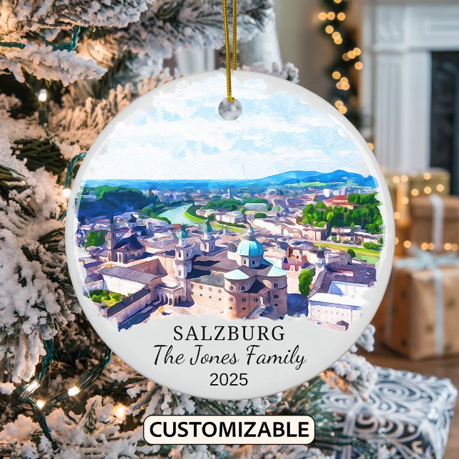 Personlig Salzburg Ornament, Österrike Gift Julgransprydnad Keramik (Skapare uppladdad)