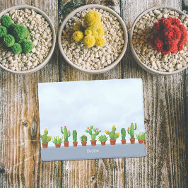 Personlig samling av blommande kaktus med namn post-it block