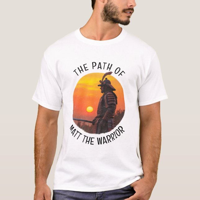 Personlig Samurajkrigare Sol Siluett T Shirt (Framsida)
