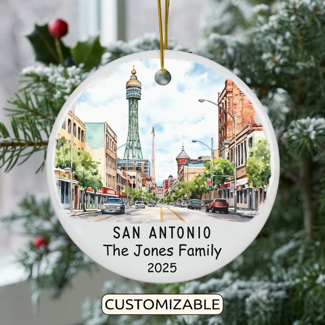 Personlig San Antonio Ornament, Texas Julgransprydnad Keramik (Skapare uppladdad)
