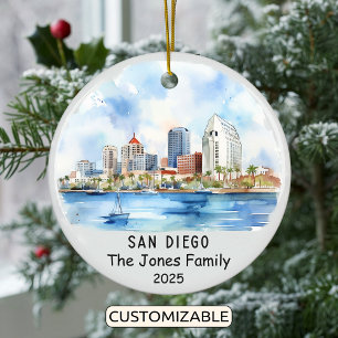 Personlig San Diego Ornament, Kalifornien Julgransprydnad Keramik