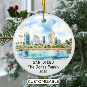 Personlig San Diego Ornament, Kalifornien Julgransprydnad Keramik