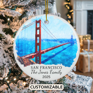 Personlig San Francisco Ornament, Kalifornien Julgransprydnad Keramik