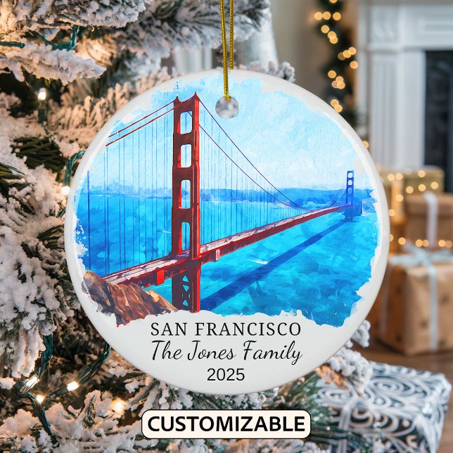 Personlig San Francisco Ornament, Kalifornien Julgransprydnad Keramik (Skapare uppladdad)