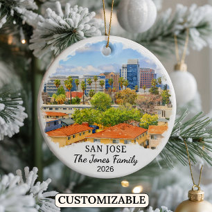 Personlig San Jose-ornament, Anpassad California Julgransprydnad Keramik