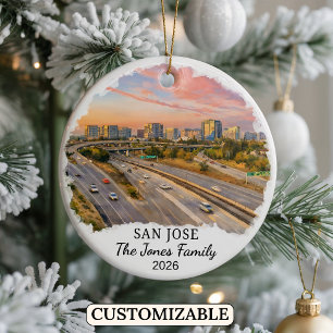 Personlig San Jose-ornament, Anpassad California Julgransprydnad Keramik