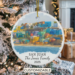 Personlig San Juan Ornament, Puerto Rico Julgransprydnad Keramik