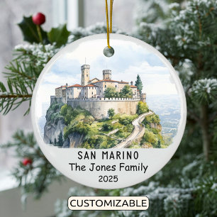 Personlig San Marino Ornament, Europa Julgransprydnad Keramik