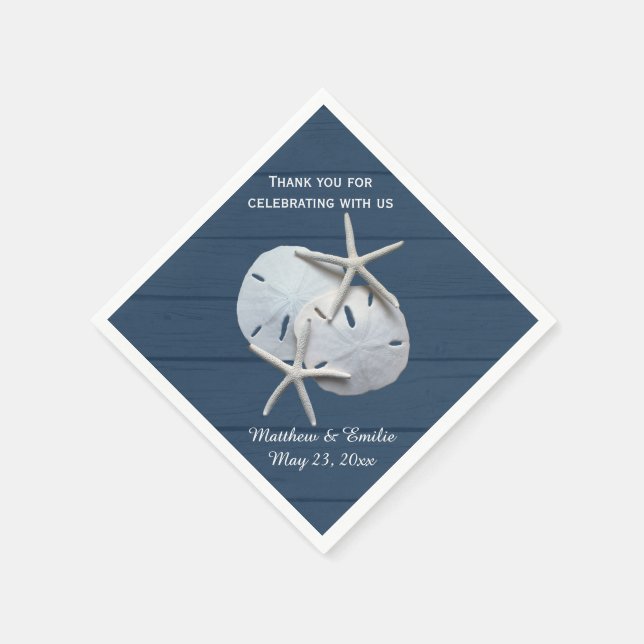Personlig Sand Dollar Starfish Bröllop Napkins Pappersservett (Hörn)