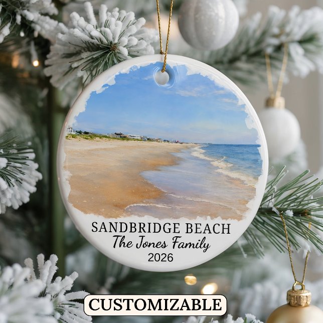 Personlig Sandbridge Beach-ornament, Anpassad Vir Julgransprydnad Keramik (Skapare uppladdad)