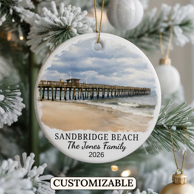 Personlig Sandbridge Beach-ornament, Anpassad Vir Julgransprydnad Keramik (Skapare uppladdad)