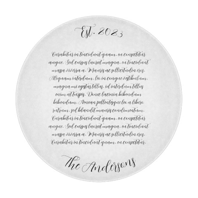 Personlig Sång Lyrics Glass Charcuterie Board (Framsidan)