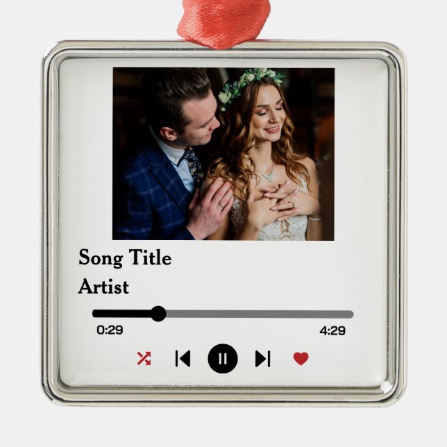 Personlig, Sång, textfoto för par Julgransprydnad Metall (Framsidan)