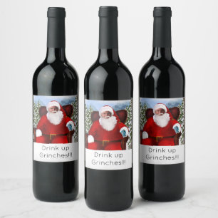 Personlig Santa Add your Photo Gift Märkres Vinflaska Etikett