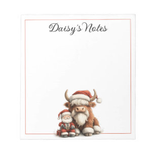 Personlig Santa and Highland Cow Anteckningsblock