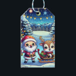 Personlig Santa and Reindeer jul Presentetikett<br><div class="desc">Juletiketter för Tecknadens personlig Santa and Reindeer. Tomten och renarna står i en söt,  viskös vintern. Blåsnöflingans bakgrund.</div>