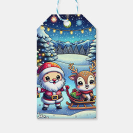 Personlig Santa and Reindeer jul Presentetikett