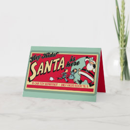 Personlig Santa är här Retro-julkort Helgkort